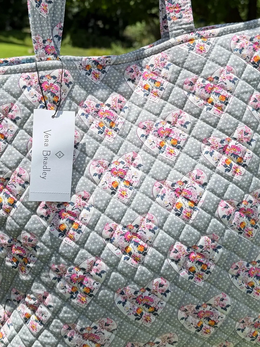 Vera Bradley Quilted Tote Mon Amour Gray Hearts NWT